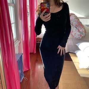 DOLCE&GABBANA black lace midi dress